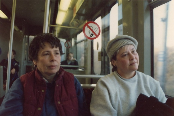 Celia and Barrie on the Metro in about 1991