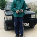 Me[alex] and my remote control car up Crickley Hill, c.1997