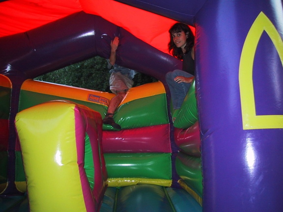 Me[alex] and laura on the bouncy castle