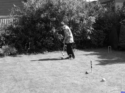 Laurence playing croquet