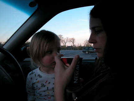 Grace and Anna sitting in the car