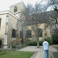 Adam outside Jesus College chapel
