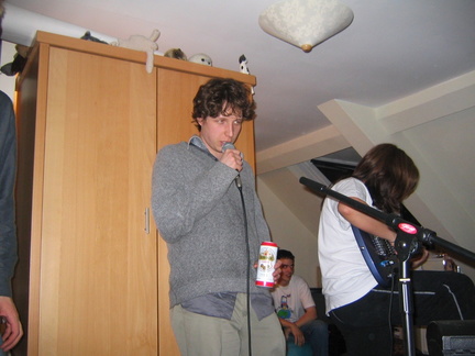 Rob doing some sort of Karaoke