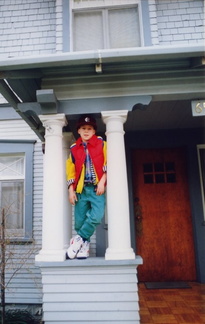 Me[alex] outside 6521 Washington Ave, circa 1989