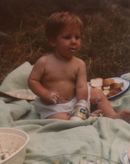 Me on a picnic, some time in July 1983 enjoying some mayonnaise