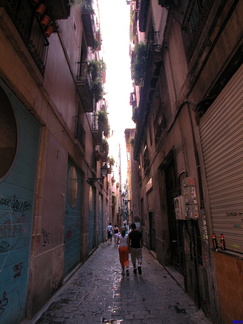 One of the many narrow streets off La Rambla