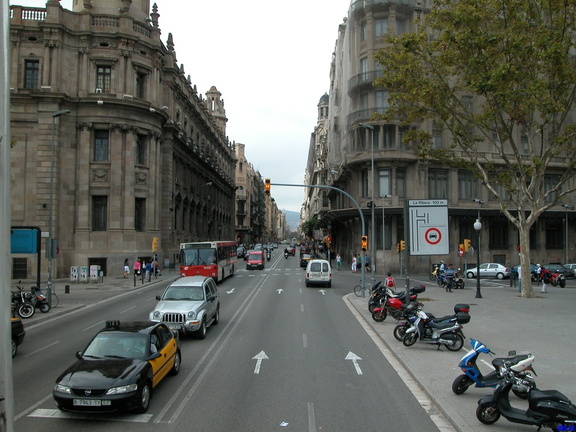 Looking down a street in Barcelona