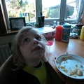 Grace eating breakfast