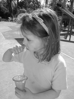 Grace eating an ice cream