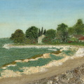 Laura Dekker's oil painting of Rincon Point, c. late 60s
