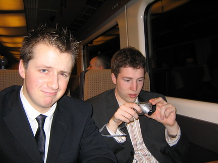 Simon and Sam on the train