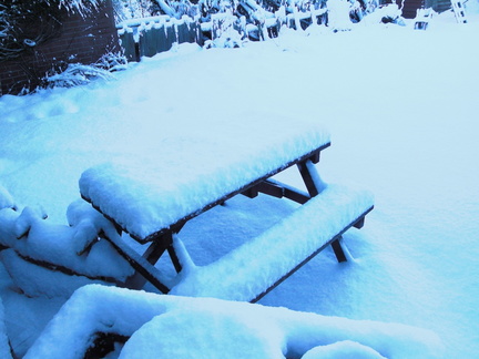Bench with snow on