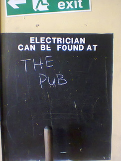 Electrician can be found at the pub