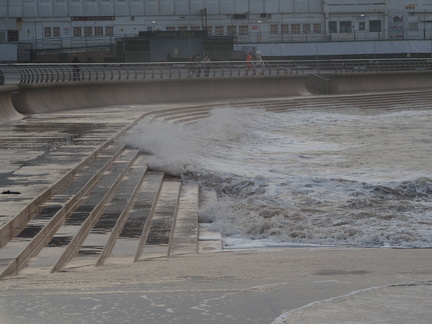 Sea washing up the steps