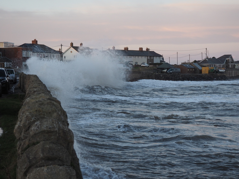 Waves crashing into Beadnell