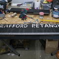 Lettering a new sign for Trafford Petanque