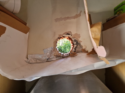 Stitch-drilling a hole for cooker hood
