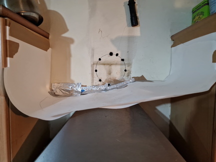 Stitch-drilling a hole for cooker hood